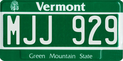 VT license plate MJJ929