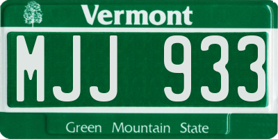 VT license plate MJJ933
