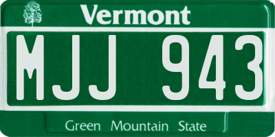 VT license plate MJJ943