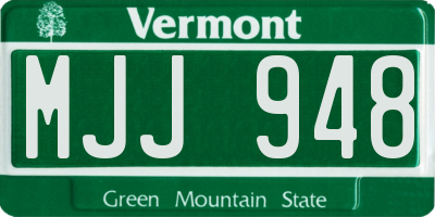 VT license plate MJJ948