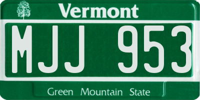 VT license plate MJJ953