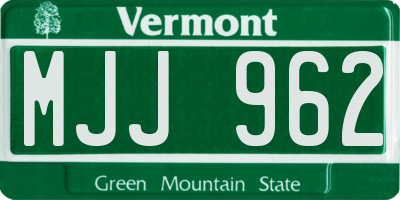 VT license plate MJJ962