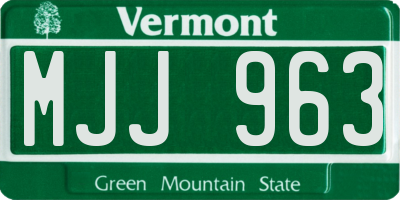 VT license plate MJJ963
