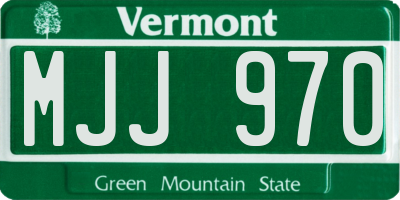 VT license plate MJJ970