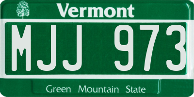 VT license plate MJJ973