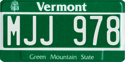 VT license plate MJJ978