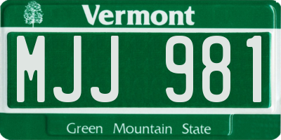 VT license plate MJJ981