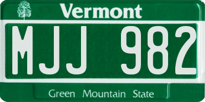 VT license plate MJJ982