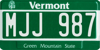 VT license plate MJJ987