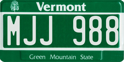 VT license plate MJJ988