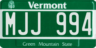 VT license plate MJJ994