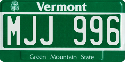 VT license plate MJJ996