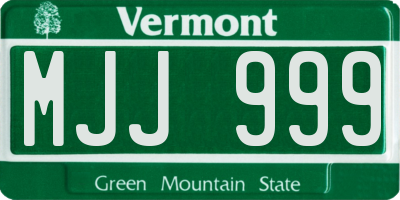 VT license plate MJJ999