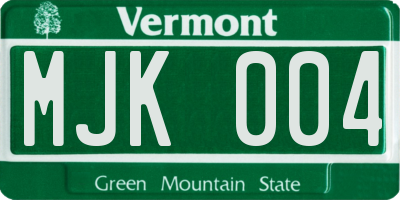 VT license plate MJK004