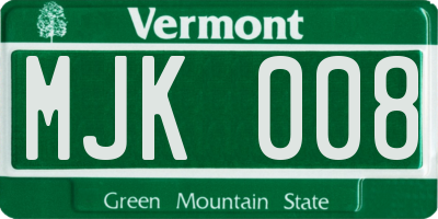 VT license plate MJK008
