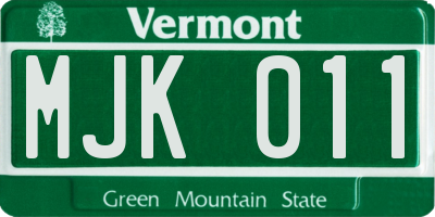 VT license plate MJK011