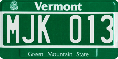 VT license plate MJK013