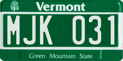VT license plate MJK031