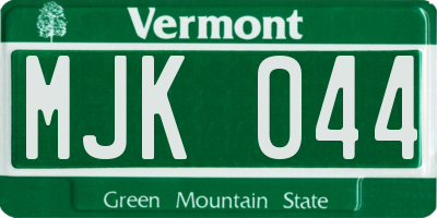VT license plate MJK044
