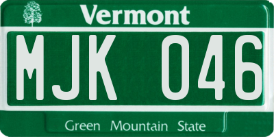 VT license plate MJK046