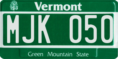 VT license plate MJK050