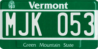 VT license plate MJK053