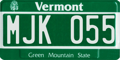 VT license plate MJK055