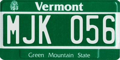 VT license plate MJK056