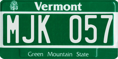 VT license plate MJK057