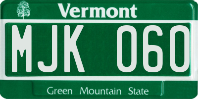 VT license plate MJK060