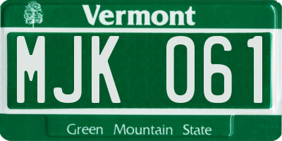 VT license plate MJK061