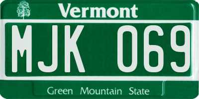VT license plate MJK069