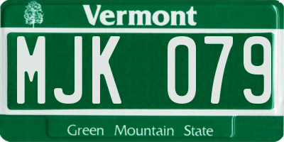 VT license plate MJK079