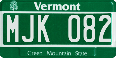 VT license plate MJK082