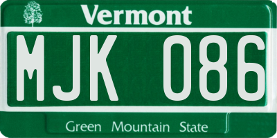 VT license plate MJK086