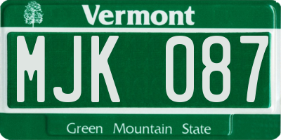 VT license plate MJK087