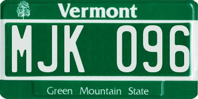 VT license plate MJK096