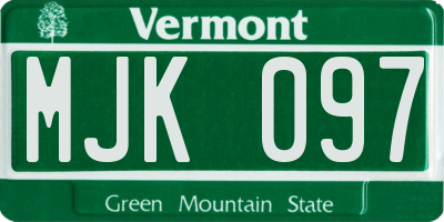 VT license plate MJK097