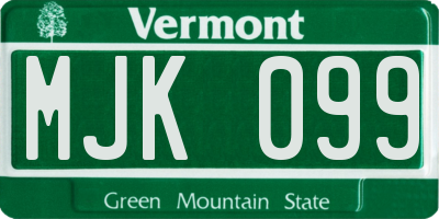 VT license plate MJK099