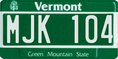 VT license plate MJK104