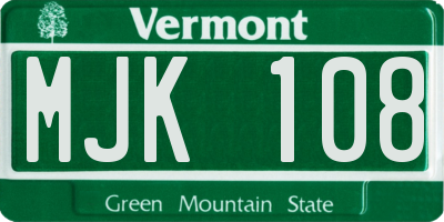 VT license plate MJK108