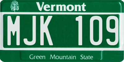 VT license plate MJK109