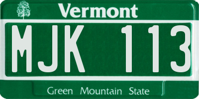 VT license plate MJK113