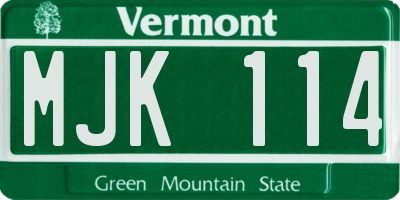 VT license plate MJK114