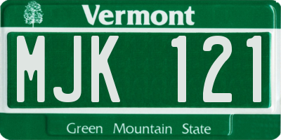 VT license plate MJK121