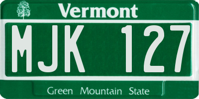 VT license plate MJK127