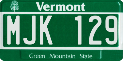 VT license plate MJK129