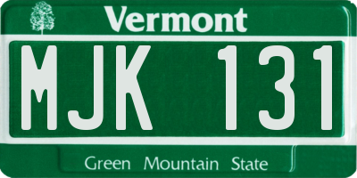 VT license plate MJK131
