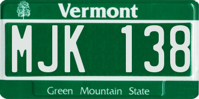 VT license plate MJK138
