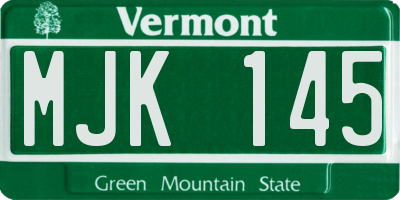 VT license plate MJK145